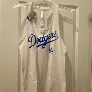 LA Dodgers Women's White Tank Top Holes in Back Size XL NWT
